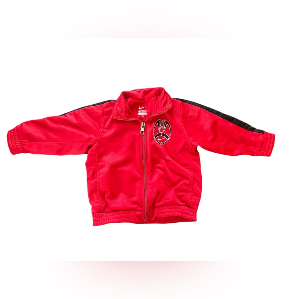 Nike Red Kids Track Jacket with Black Shoulder Stripe